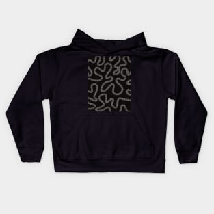 Curvy funny dotted line building  up the abstract pattern in black and white with some effect color Kids Hoodie